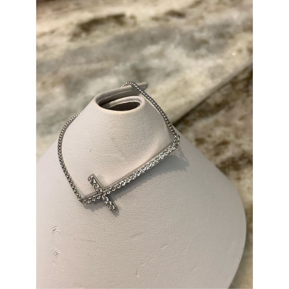 Crystal Cross Lariat Bracelet Engraved #faith